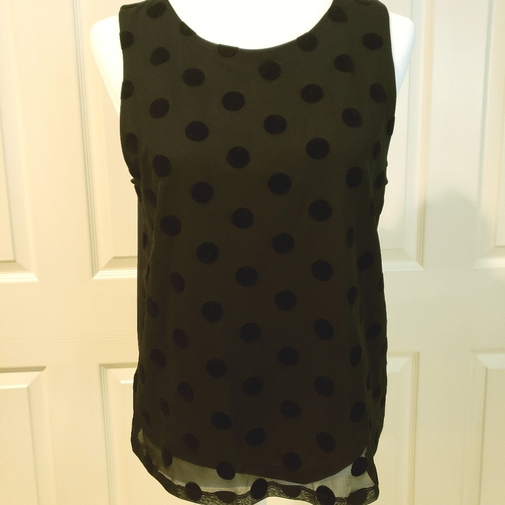 J. Crew Black Polkadot Sleeveless Blouse